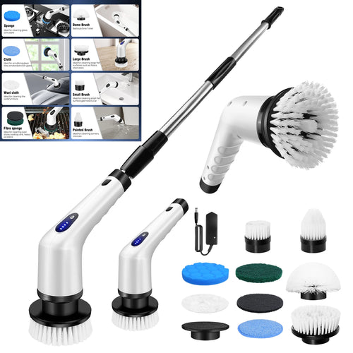 Cordless Electric Spin Scrubber,10-In-1 Multifunctional Spin Scrubber Kitchen Bathroom Cleaning Brush Rotary Cleaner